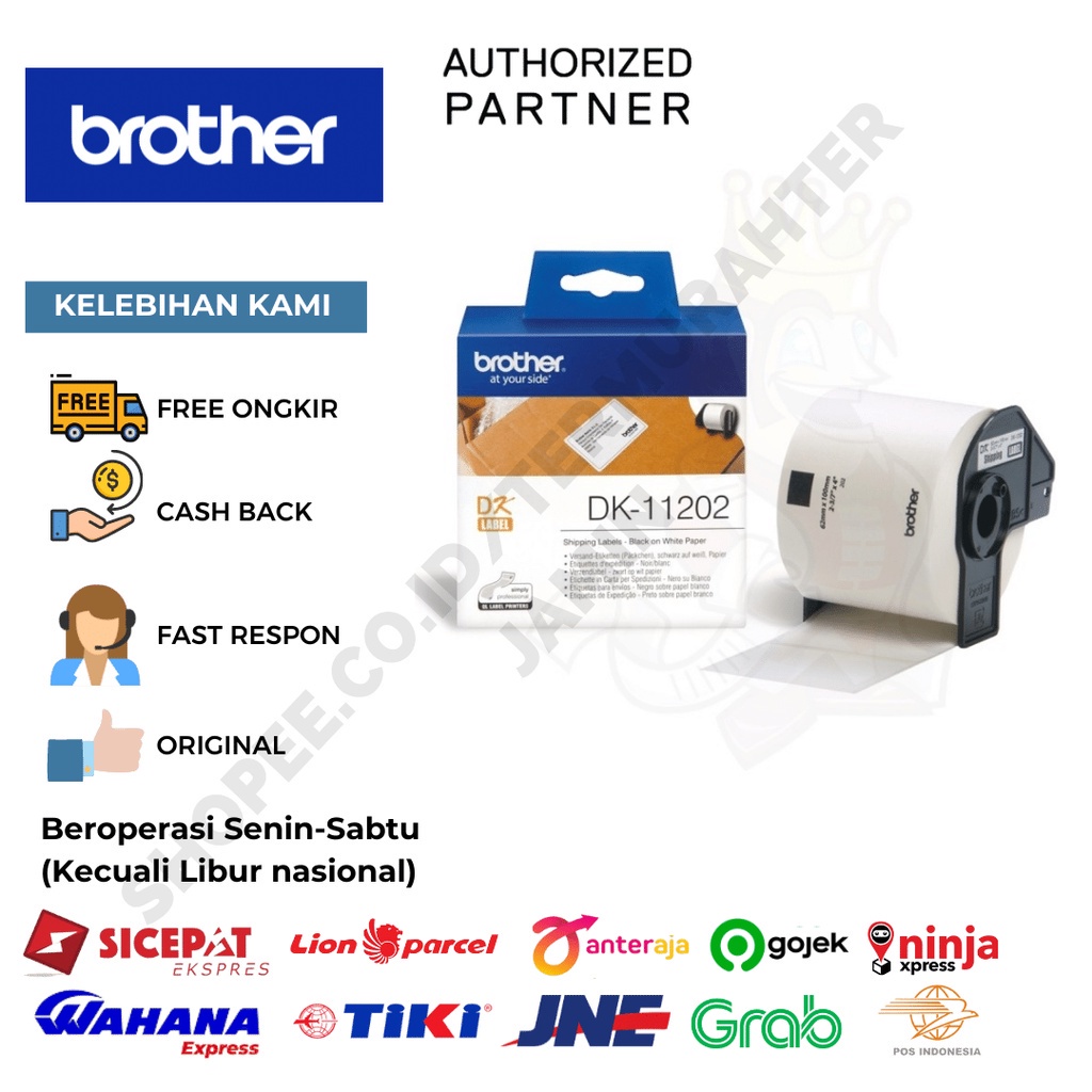 

BROTHER DK-11202 DIE CUT LABEL ROLL 62MM X 100MM, BLACK ON WHITE