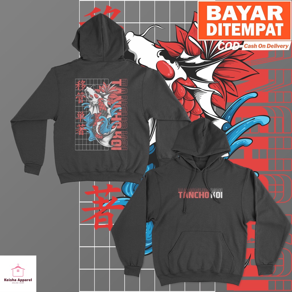 JAKET HOODIE IKAN KOI TANCHO HOODIE KOI COWOK CEWEK