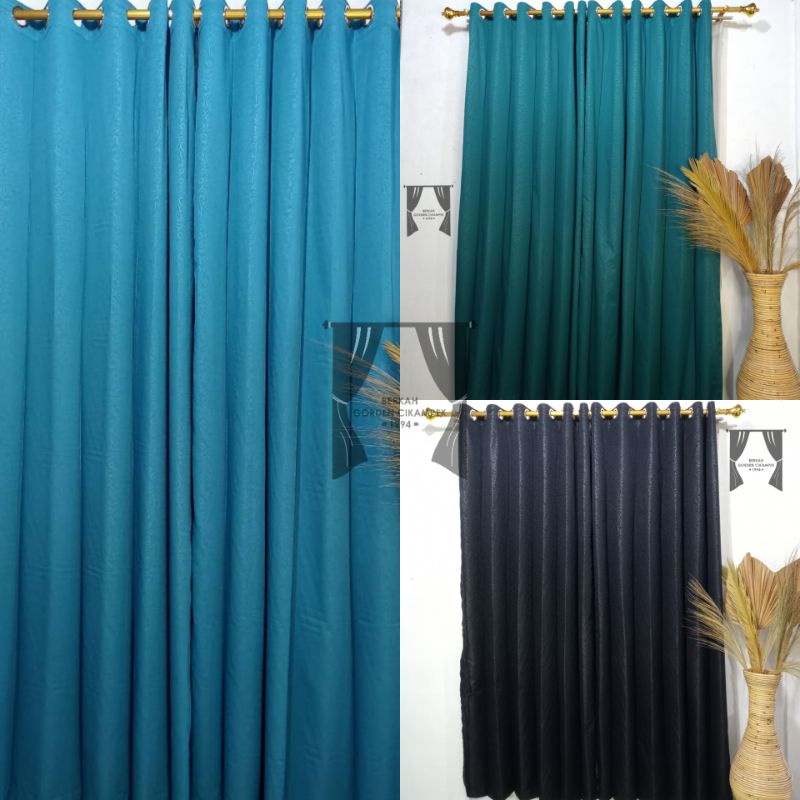 Gorden Warna Hitam/Biru/Tosca_ Smokring_Gorden Pintu_Gorden Embos_Gorden kain | Gorden Pintu/Jendela