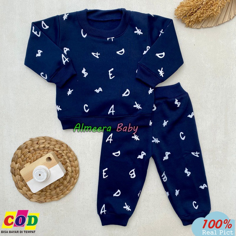 Setelan Baju Bayi Setelan sweater Bayi Celana Jogger Bayi Usia 3-12 Bulan Almeera Baby and Kids