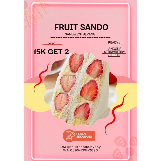 

Fruit Sando / Sandwich jepang / Roti isi ala Jepang ISI 2 (SIAP KIRIM)