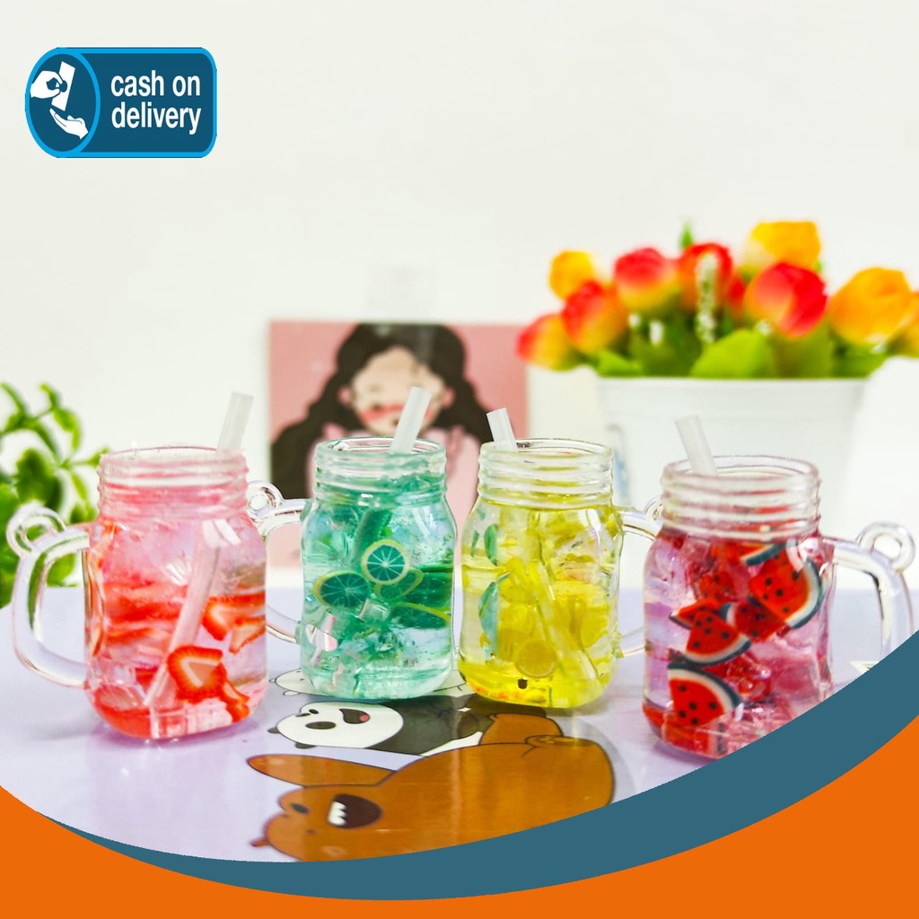 MINIATUR GELAS LEMONADE BUAH HIASAN BAHAN RESIN MINUMAN PAJANGAN PENDANT LUCU UNIK