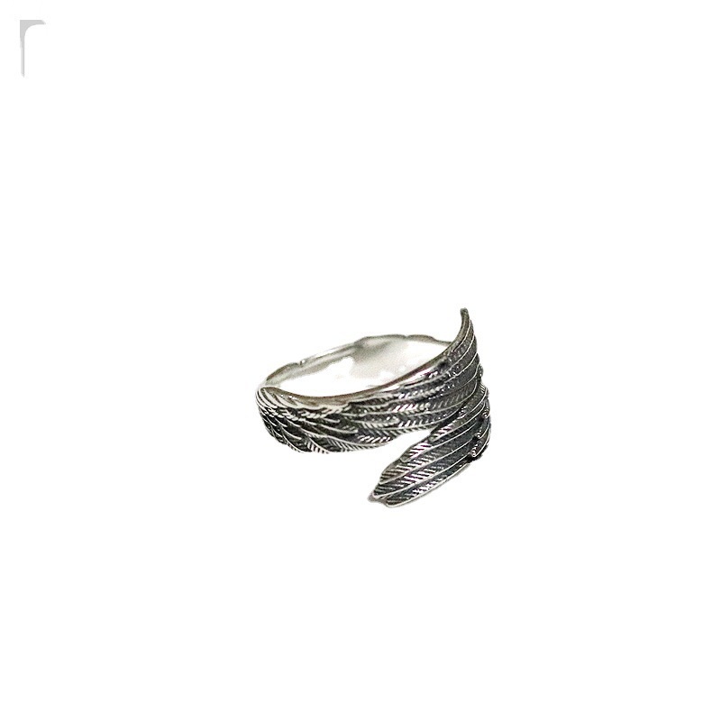 Cincin Model Terbuka Desain Sayap Malaikat Warna silver Untuk Pria Dan Wanita