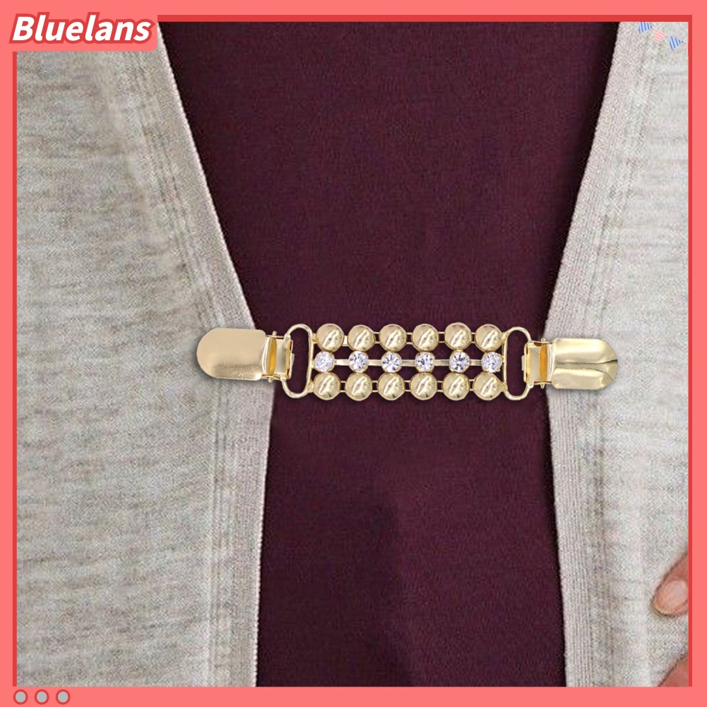 Bluelans Klip Rantai Berlian Imitasi Tanpa Kancing Untuk Dekorasi Sweater Kardigan Kemeja Wanita