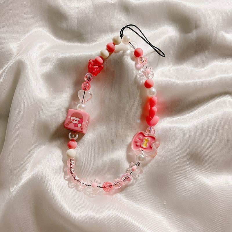 Tali Lanyard Gelang Gantungan Kunci Hias Mutiara Warna-Warni Anti Jatuh Untuk Case Hp Universal