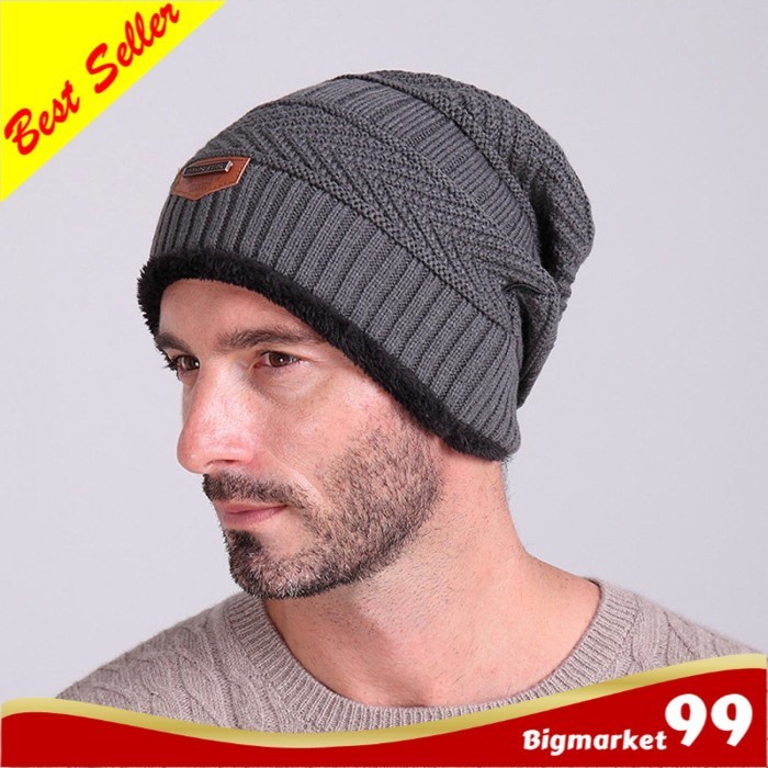 Kupluk Pria Wanita Dewasa Wool Kupluk Cowok Cewek Keren - Hitam