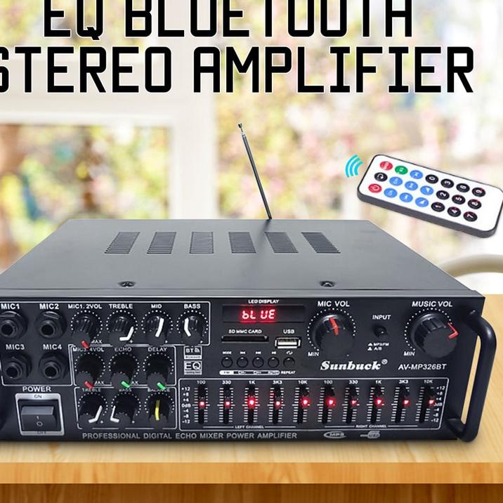 Murah Meriah Sunbuck Bluetooth EQ Audio Amplifier Karaoke Home Theater FM Radio 2000W - AV-326BT