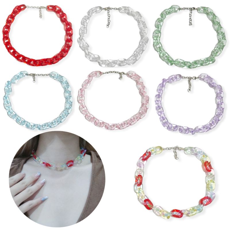 Kalung Choker Rantai Akrilik Transparan Retro Chain Acrilic