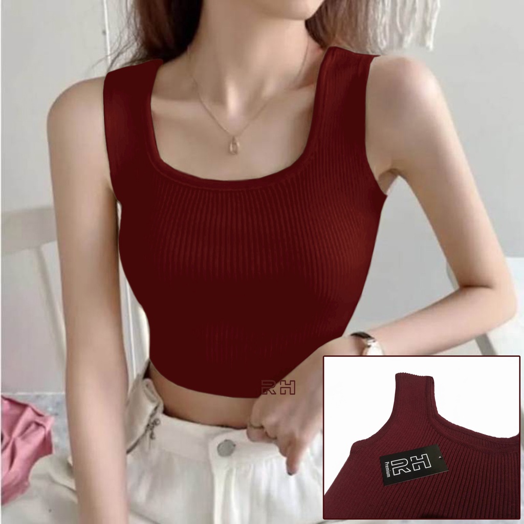 RH - TANKTOP CROPTOP BAJU RAJUT WANITA TENGTOP CROP TOP RAJUTAN