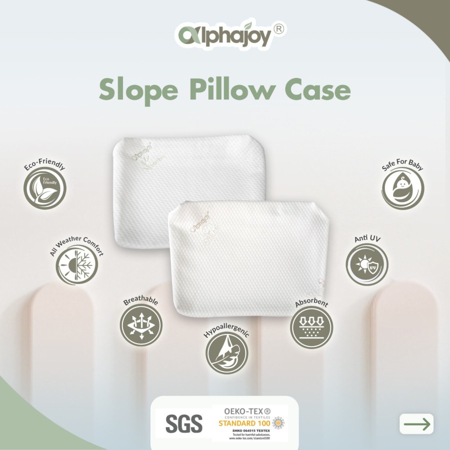 ALPHAJOY SLOPE ORGANIC COTTON CASE Sarung Bantal Sudut Bayi