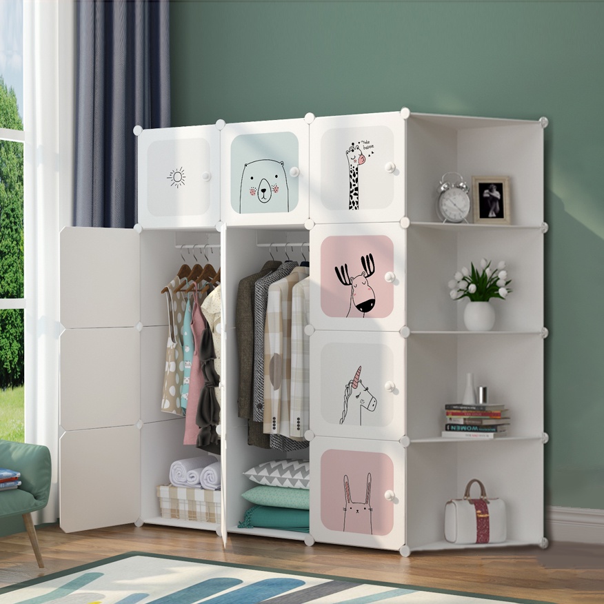 Lemari Pakaian Plastik 16 Pintu Dengan Ruang Gantung Rak Baju Wardrobe Serbaguna Lemari WH001 Terbaru - Unikdekorasi