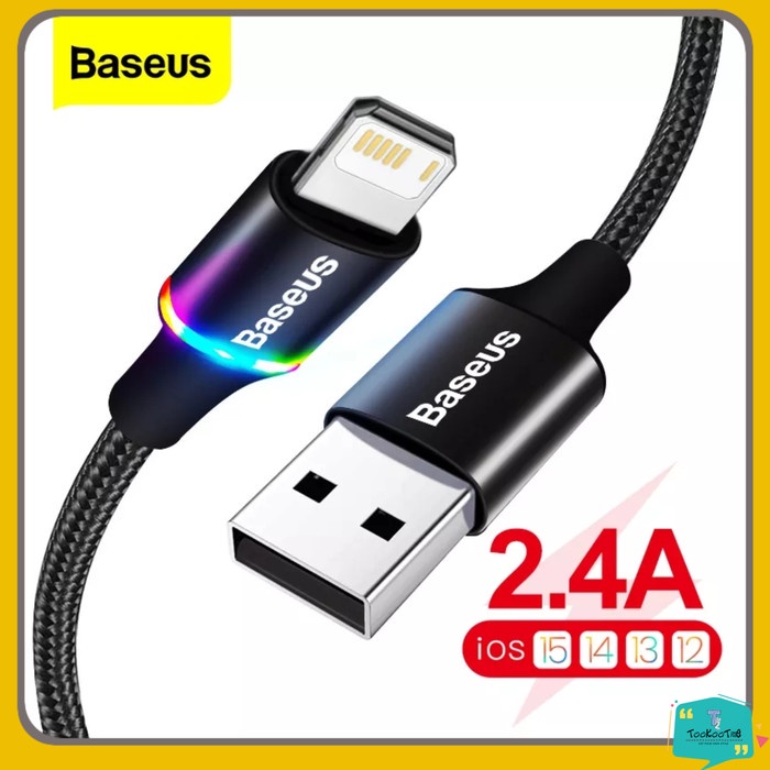 Kabel Data LED BASEUS HALO Fast Charging Iphone Ipad 2.4A Charger USB