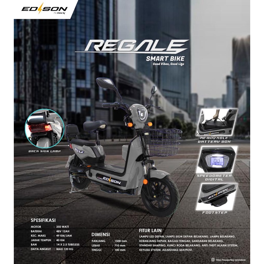 Sepeda Listrik Trex Edison Regale 48V 12A TERMURAH  motor listrik murah ,motor listrik