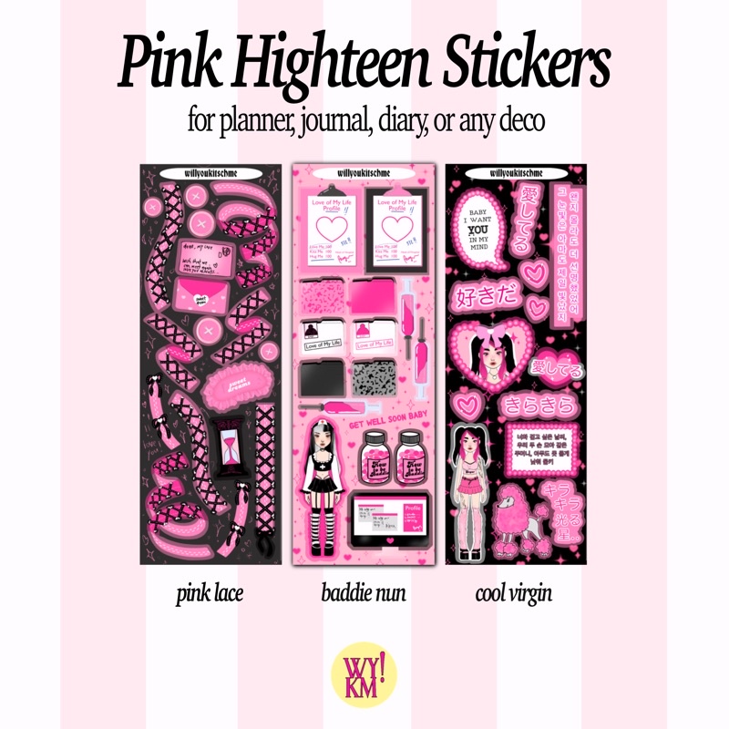[willyoukitschme] Pink Highteen Collection / Planner Journal Polco Deco Y2K Stickers