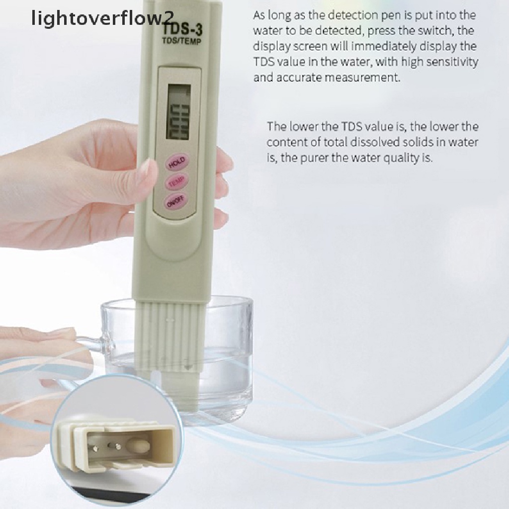 (lightoverflow2) Tds Meter Digital 2in1 0-9990 ppm Untuk Tes Kualitas Air Minum