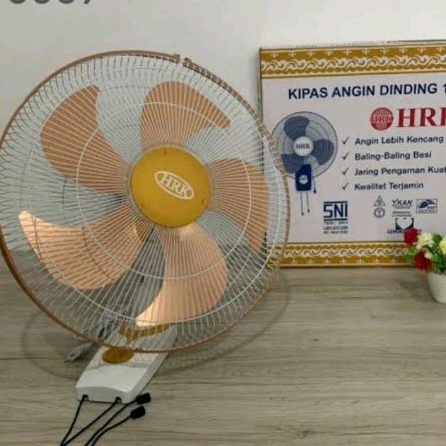 KIPAS ANGIN HRK 608J 608 J 1601 DINDING WALL FAN 16 INCH " HEMAT ENERGI LOW WATT BALING BESI NEMPEL 