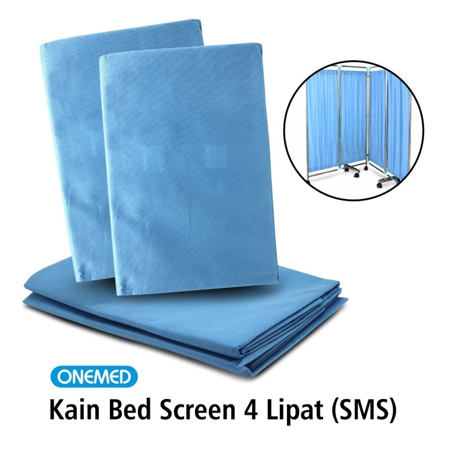 ONEMED | Bed Screen 4 Panel + Kain | Screen Bed 4 Panel | Sekat Bed