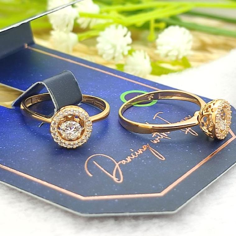 [KODE P429] Cincin Dancing Stone Ivan Gunawan Igun 375 bulat solitaire love hati gold whitegold 8kar