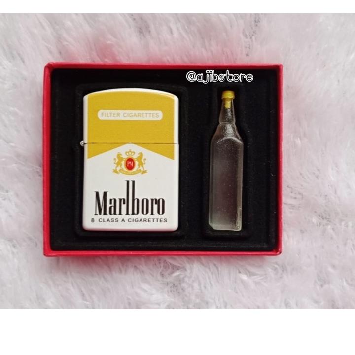 Segera belanja--KOREK ZIPPO SET MINYAK MOTIF MALBORO, ZIPPO SET MURAH