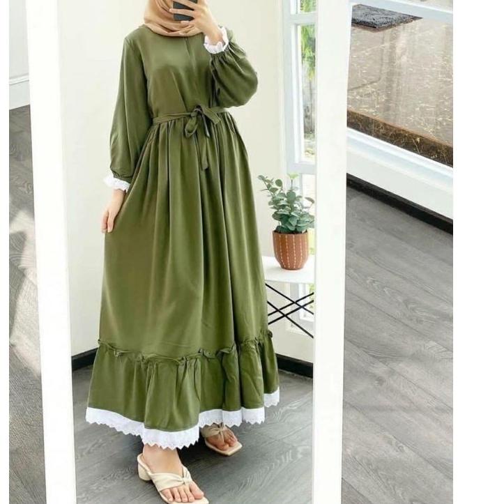 Terbaik GAMIS SOGAN RENDA BUSUI FRIENDLY KAIN MOSCREPE PREMIUM