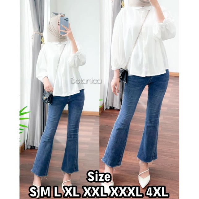 Premium Series BOTANICA Blouse Wanita Big Size Ukuran S M L XL XXL XXXL XXXXL 4XL 2XL 3XL 5XL 2L 3L 4L 5L Kemeja Basic Jumbo Atasan Big Size Oversize Baju Kerja Kantor Korea Blouse Jumbo Wanita