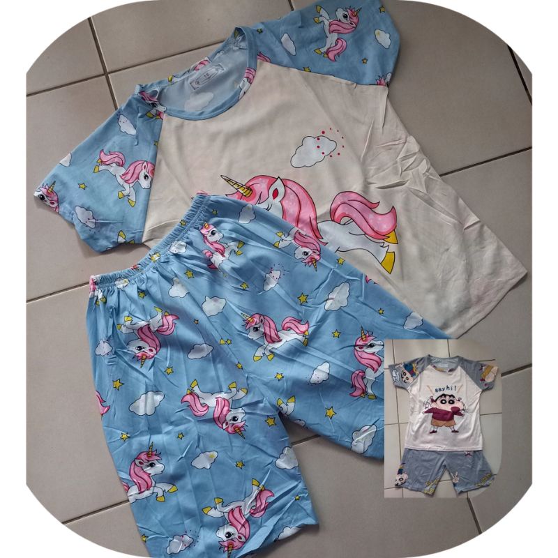 BAJU TIDUR ANAK IMPORT MOTIF KUDA PONI DAN SHINCHAN UNTUK USIA 4-15 TAHUN