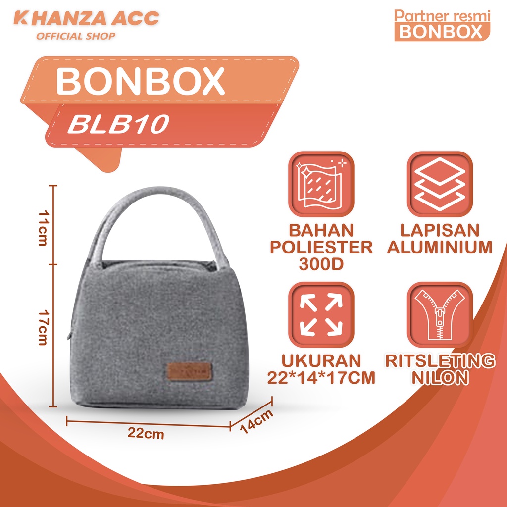 KHANZAACC BONBOX BLB10 Tas Bekal Makan Portable Tas Lunch Box Tahan Panas ada Aluminium Anti Tumpah Dilengkapi dengan Sleting