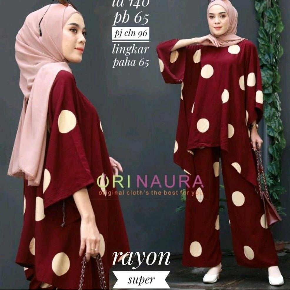 DASTER ARAB SINTIA || One Set Batwing Waka Waka Jumbo Setelan Celana Kulot Big Size Fashion Batik {F