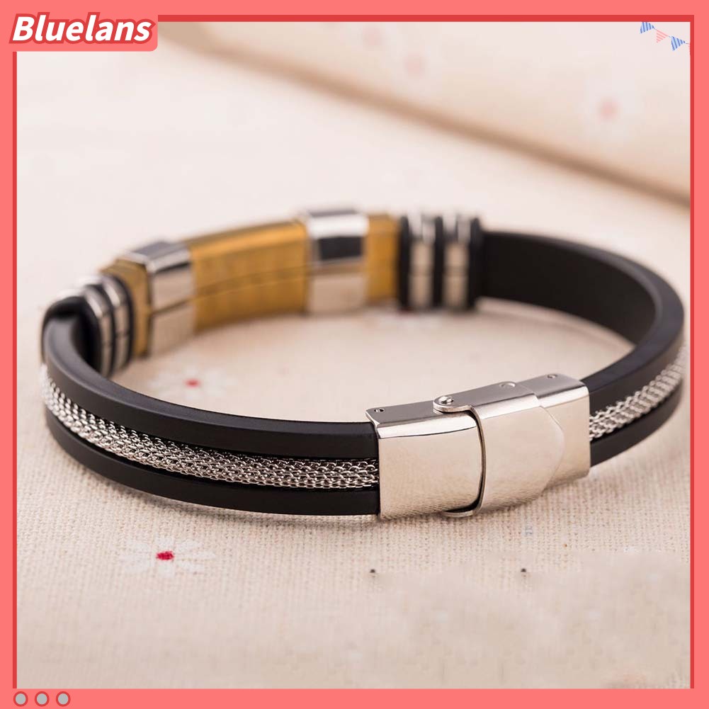 Bluelans Unique Men Titanium Steel Hand Chain Handmade Bracelet Bangle Club Jewelry Gift
