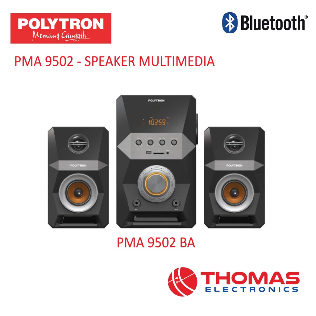 POLYTRON PMA 9502 SPEAKER BLUETOOTH MULTIMEDIA SPEAKER SUBWOOFER Garansi Resmi