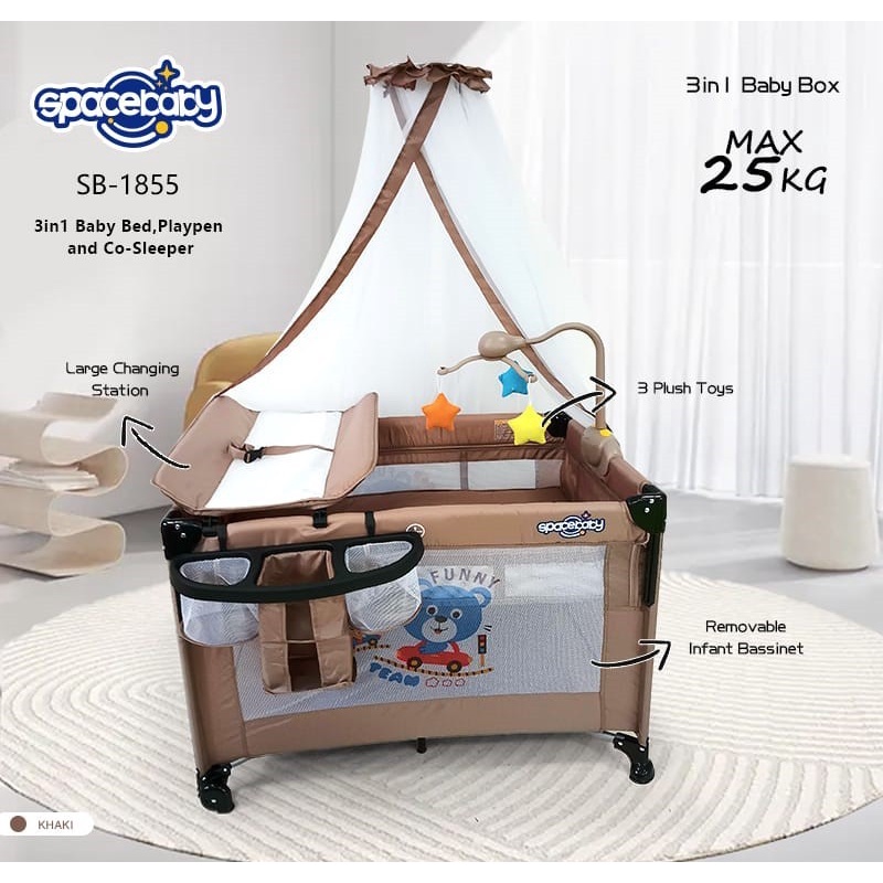 Spacebaby SB-1855 Baby Box 3 In 1 - Tempat tidur bayi