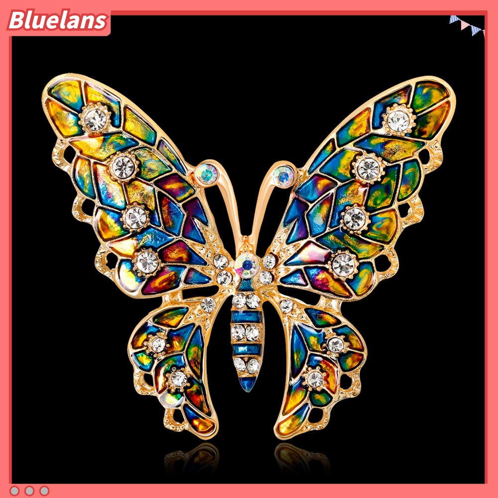 Bluelans Butterfly Rhinestone Colorful Metal Lapel Brooch Pin Fashion Jewelry Women Gift