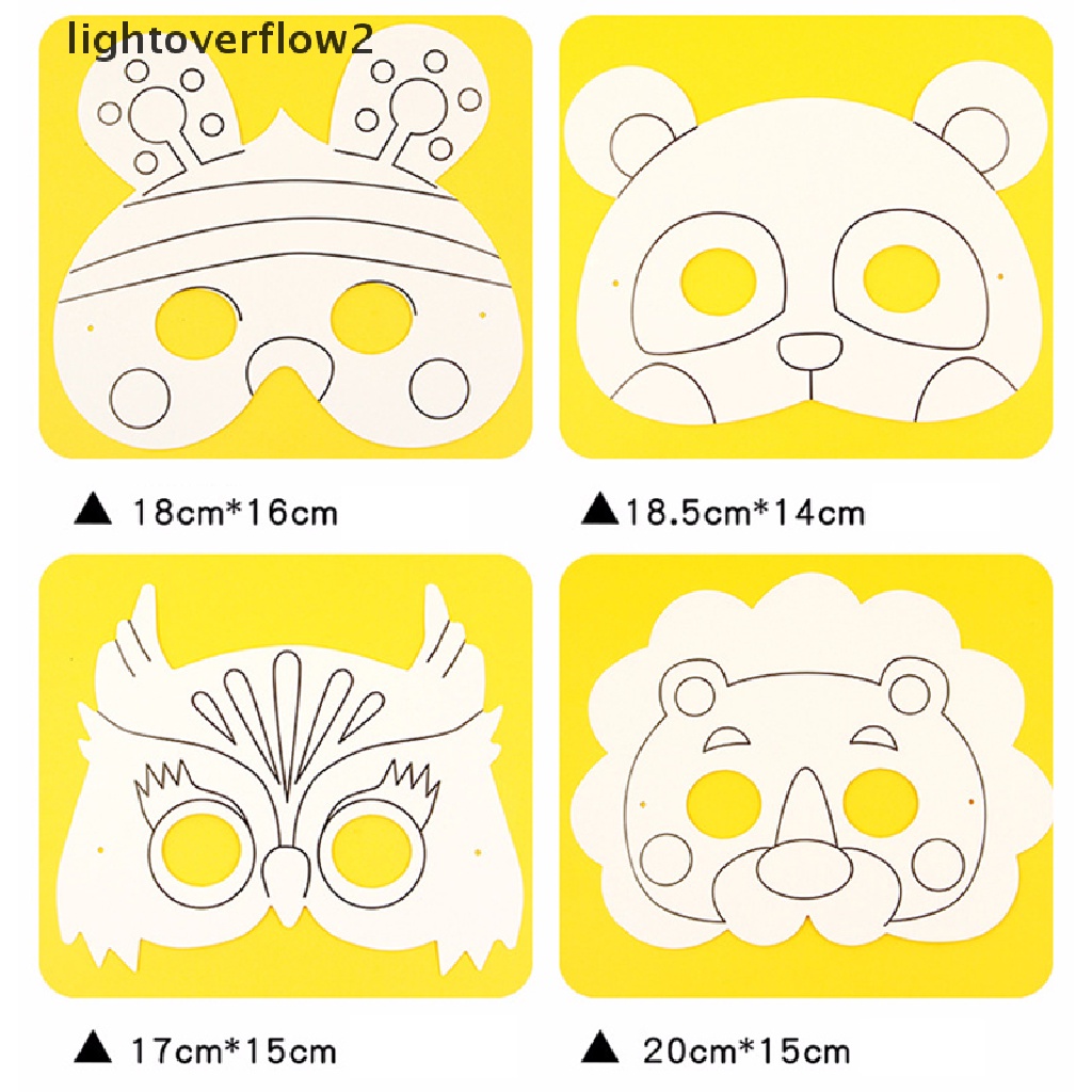 (lightoverflow2) 8pcs Masker Gambar Kartun Hewan DIY Untuk Kerajinan Tangan