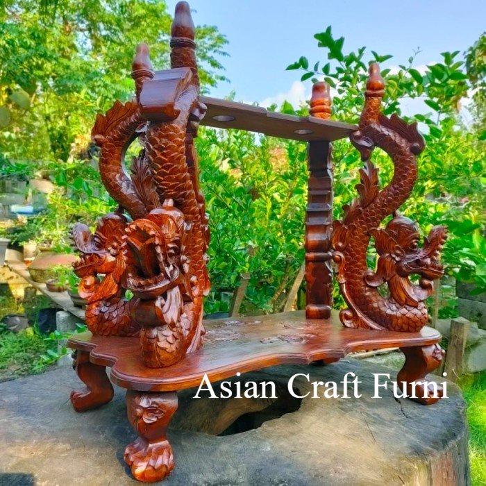 Jagrak Dudukan Tempat Tombak Dan Stand Bendera Isi 2 Ukir Naga Kembar Murah Sindonesia