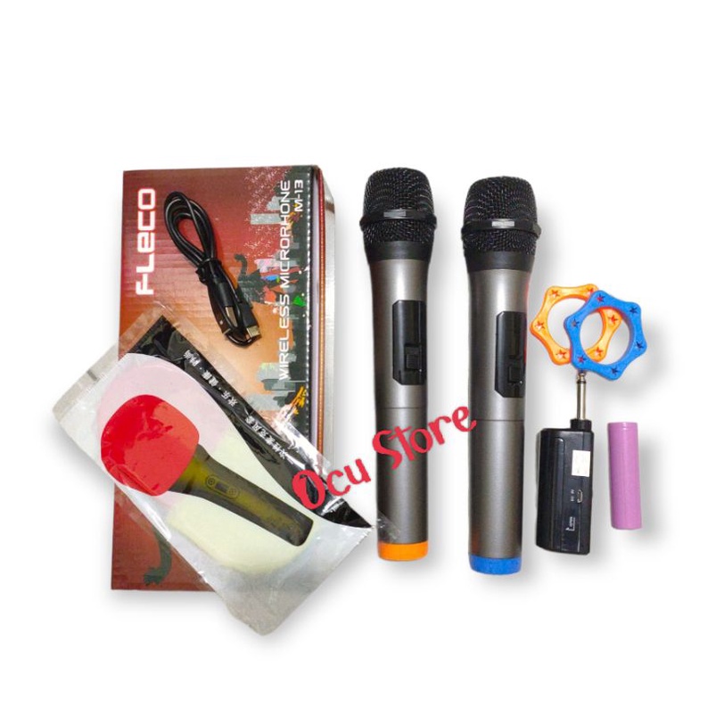 Microphone Profesional Wireless Mic Double FLECO M-13 Karaoke M13 MIC WIRELESS MURAH