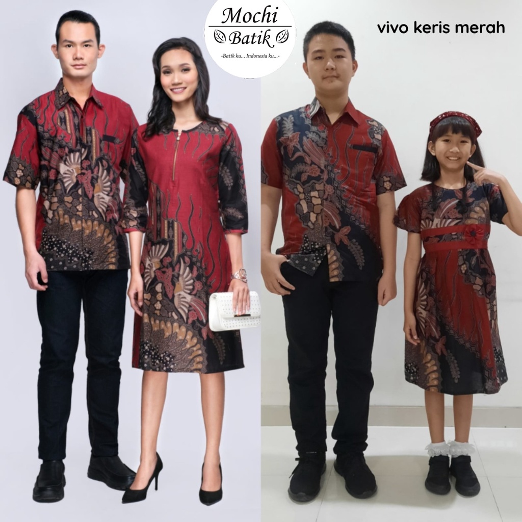 Jual MOCHIBATIK BATIK KELUARGA/FAMILY DRESS/TERUSAN VIVO KERISS MERAH