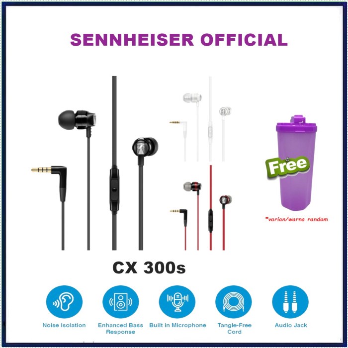 SENNHEISER CX 300S EARPHONE CX300S CX300 CX 300 S IN EAR HEADPHONE - RED