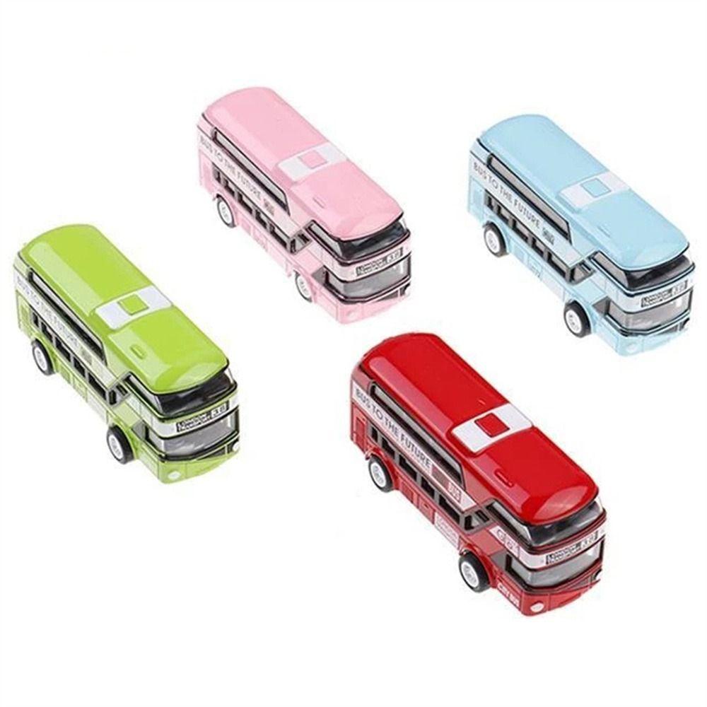 Quinton Diecast Cars Mainan 4roda Hadiah Untuk Anak Set Kendaraan Mainan Kendaraan Mobil Model Bus Mainan Edukasi Kedip Dengan Musik Double Decker Bus