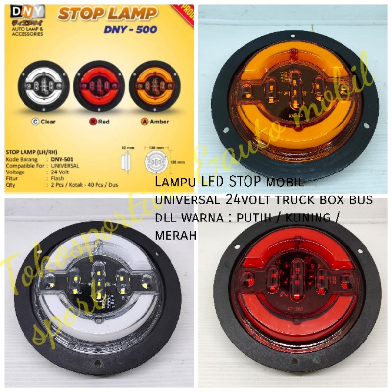 Lampu STOP LED Bulat universal mobil 24volt box truck bus Elf stop Lamp LED DNY 500