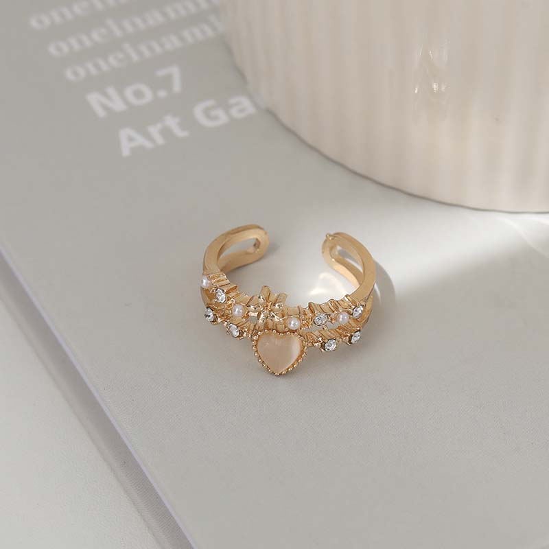 COD❤️Cincin Love Cinta Wanita Korea Fashion Korea Desain yang Dipersonalisasi Cincin Pembuka Aksesori Mode-A.one