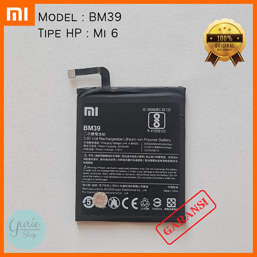 BATERAI BATTERY BATRE XIAOMI MI 6 BM39 ORIGINAL