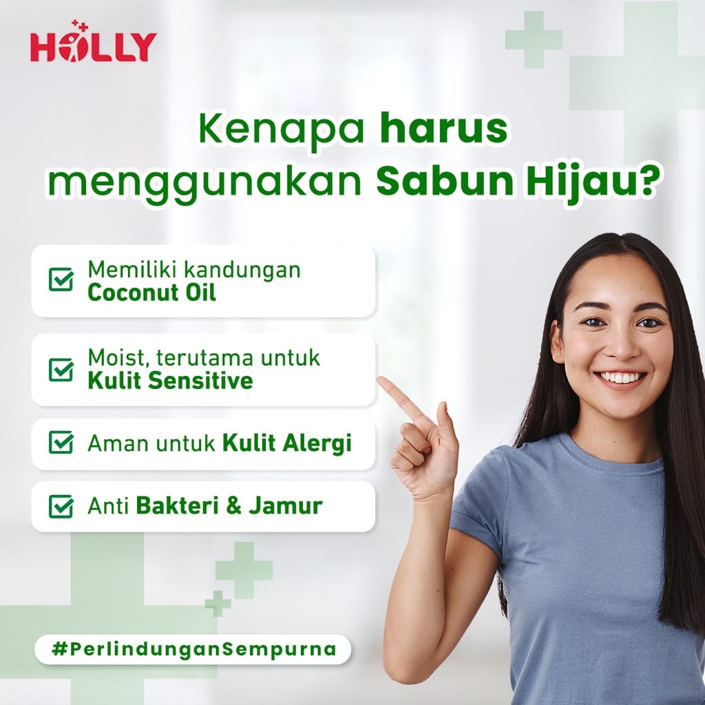 Holly Sabun Hijau Antiseptik Anti Bakteri &amp; Jamur 60 gr (Dengan Box)