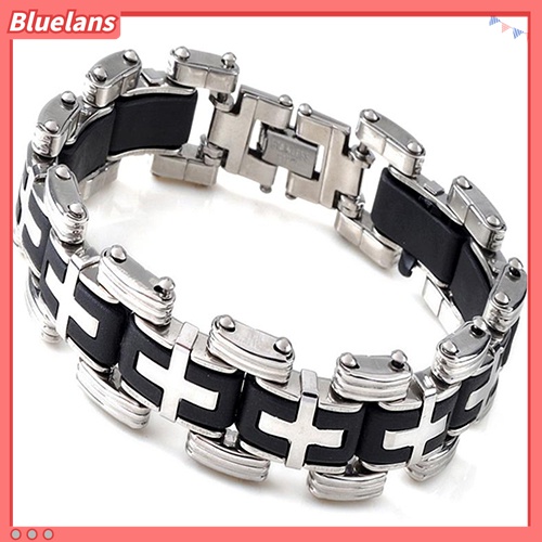 Gelang Bahan Stainless Steel Silikon Gaya Punk Untuk Pria