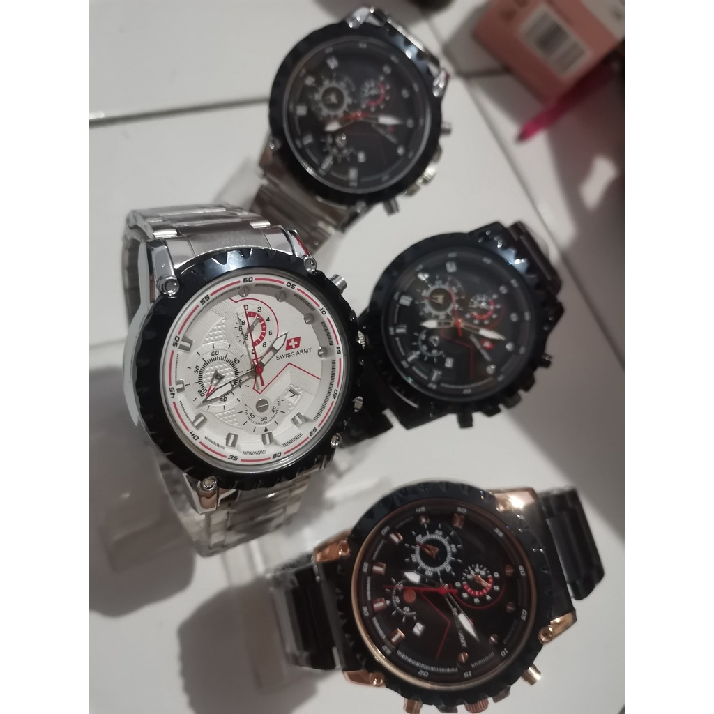 Cheaper Watches - SAM-01 JAM TANGAN PRIA ANALOG SWISS SPORT AVIATION MILITARY TANGGAL AKTIF CHRONO OFF ARMY STAINLESS