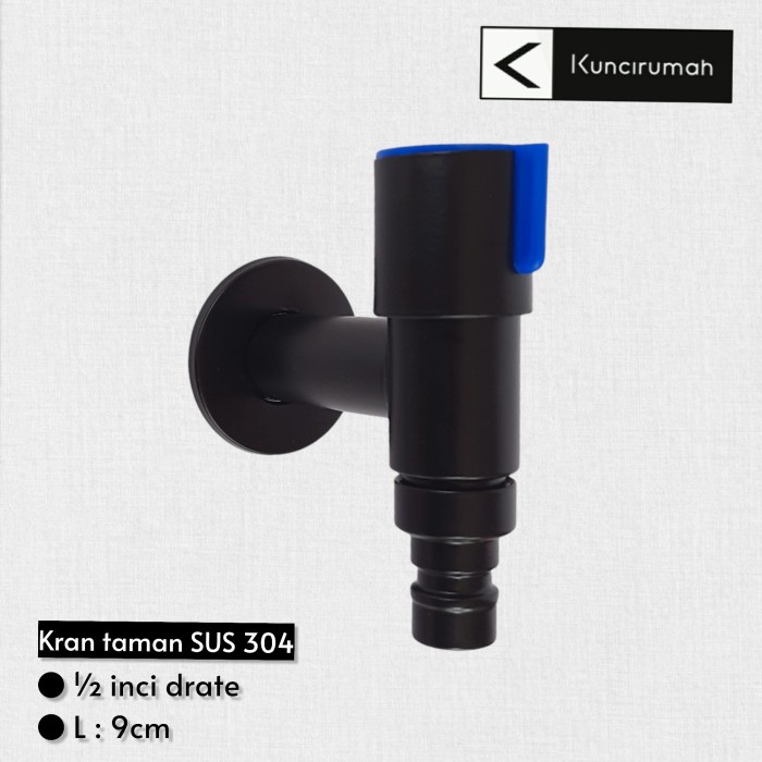 Kran air taman stainless steel hitam doff / Keran mesin cuci