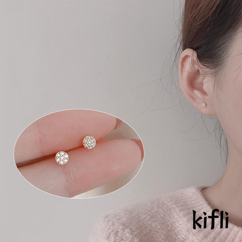 Anting Stud Kristal Berlian Bahan Titanium Steel S925 Untuk Wanita