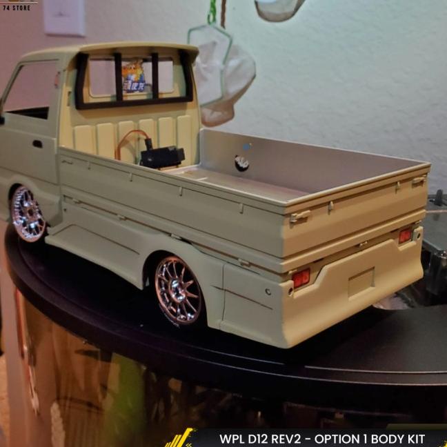WPL D12 Body Kit Set Rev2 Option 1 - Body Kit Part RC Drift 3D Print - Bemper Depan, Putih GFY WG Su