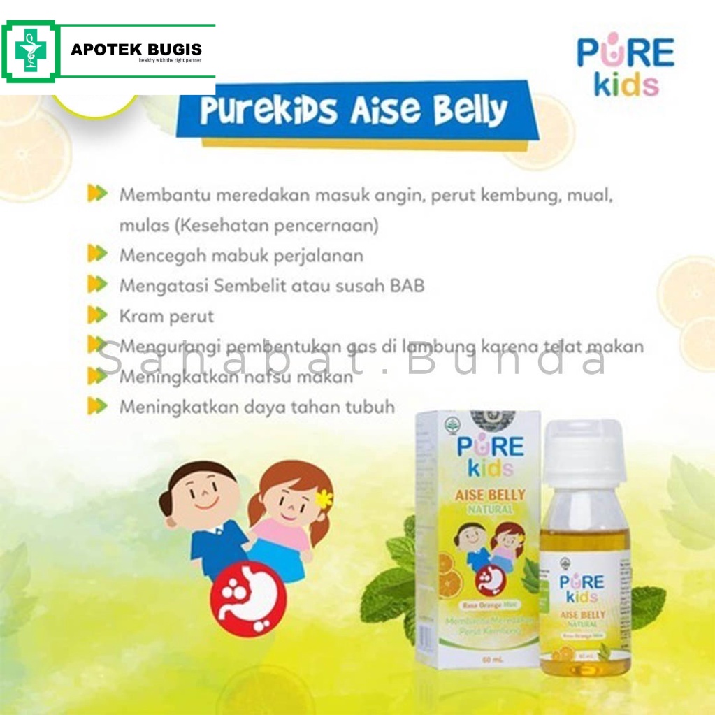Pure Kids Aise Belly Natural | Sirup botol | sachet Herbal Pereda Perut Kembung |60 ml
