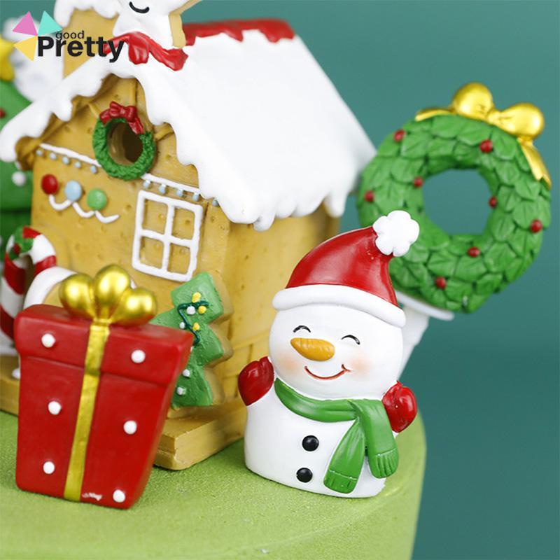 Topper Kue Desain Elk Gift Box Shape Merry Christmas Bahan Resin Untuk Dekorasi - PD