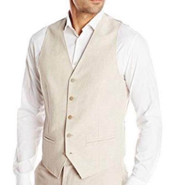 Vest krem khaki rompi dalaman jas pria pesta formal bestman groom coklat muda brown beige